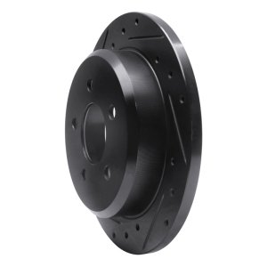 Ford Crown Victoria Brake Rotor (1) - Rear Left - R1 Concepts - Drilled & Slotted - Black - `96-`02